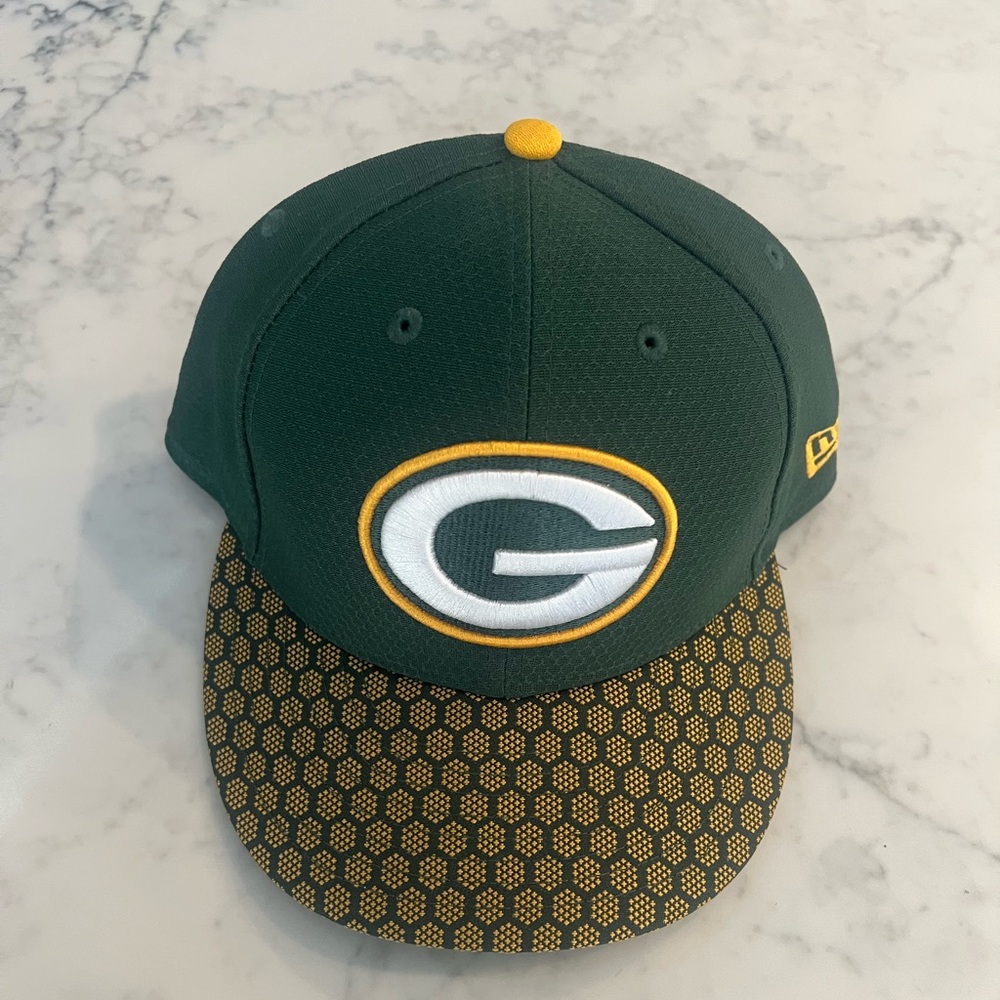New Era 59Fifty Green Bay Packers Embroidered Fitted Hat Cap 7 1/2 EUC